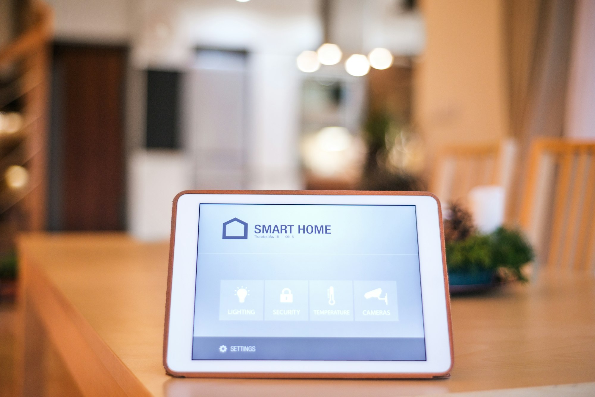 A tablet with smart home screen.