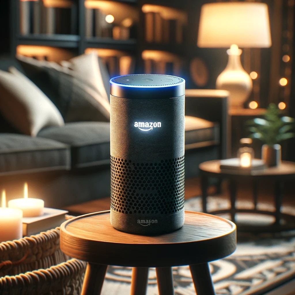 Amazon echo dot na sala.