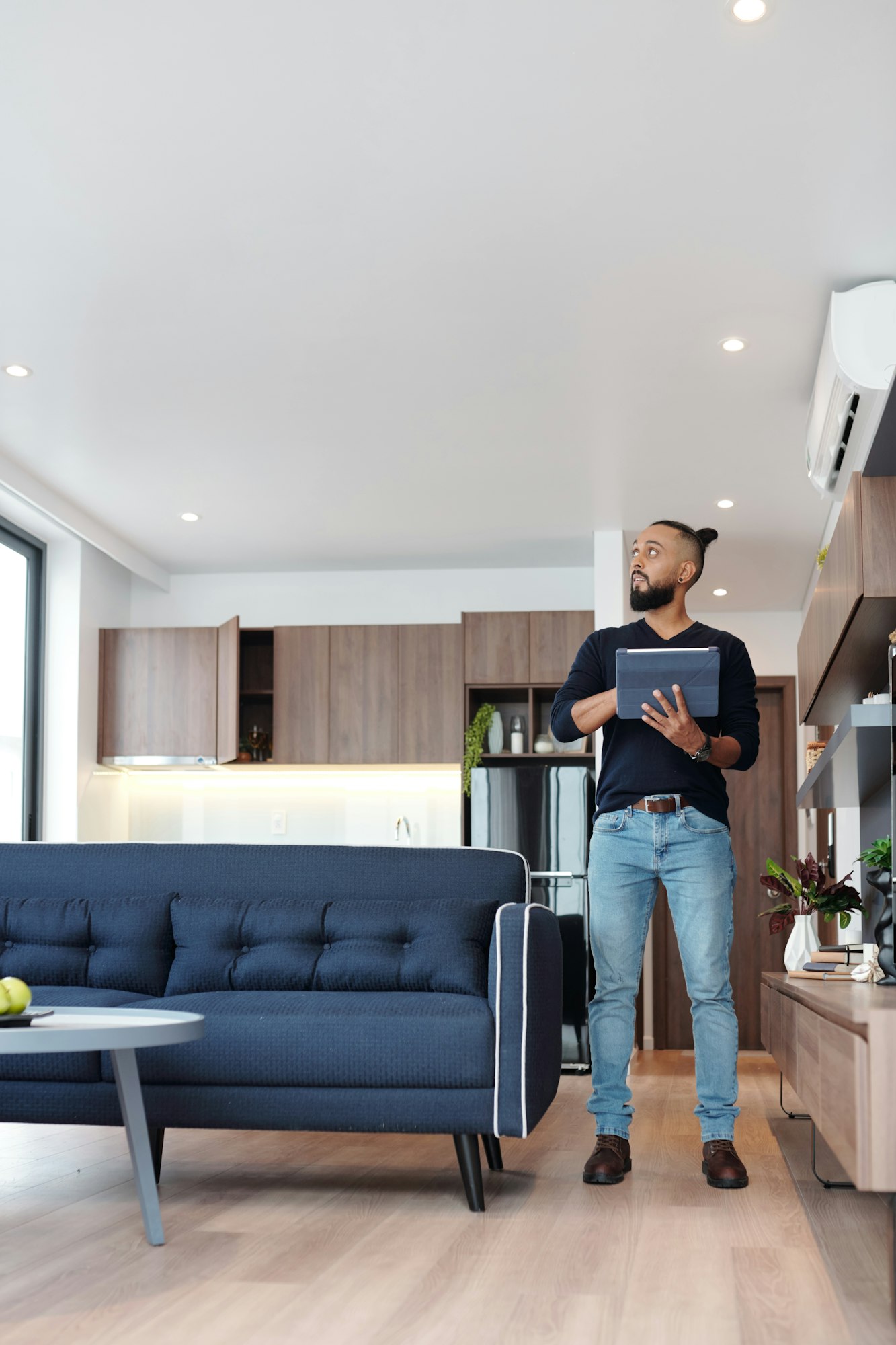 Man using smart house app